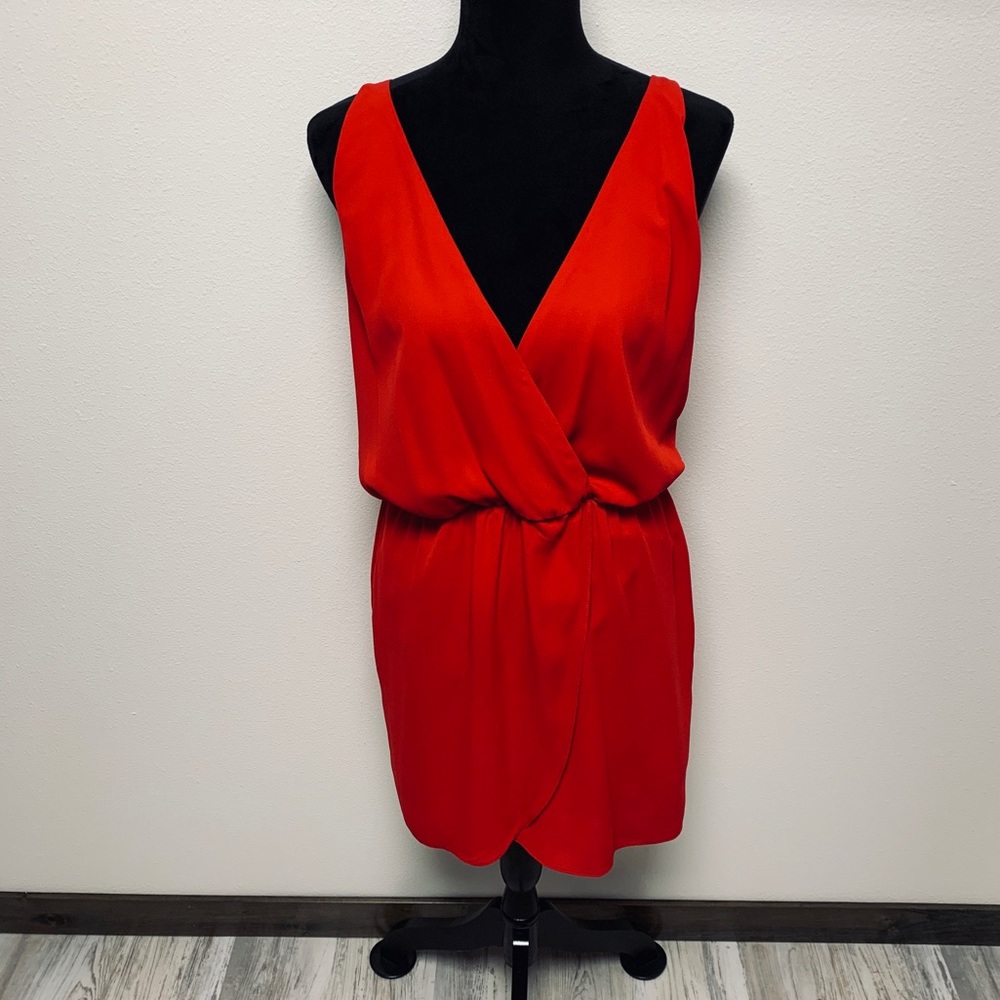WAYF Red Deep V Neck Tank Dress Small